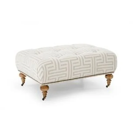 Button-Tufted Ottoman with Nailhead Trim